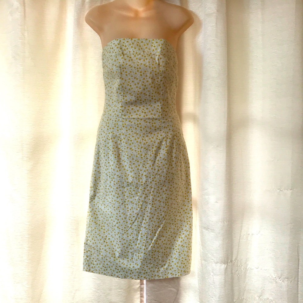 Vintage Yellow Floral strapless dress by Jones & Co. size 4